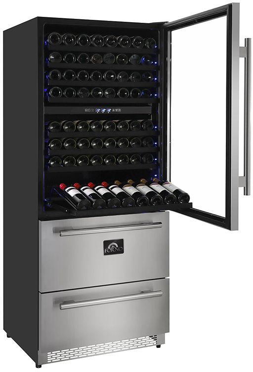 FORNO® 30" Anti-Fingerprint Stainless Steel Wine Cooler-2