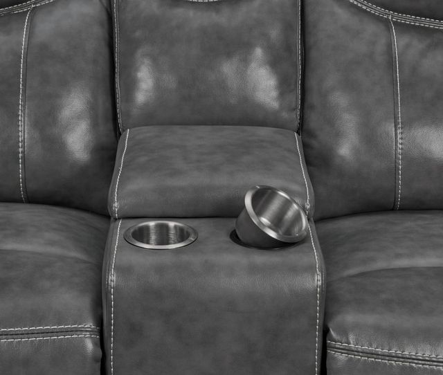 Coaster® Conrad Grey Power Reclining Loveseat with Console-2