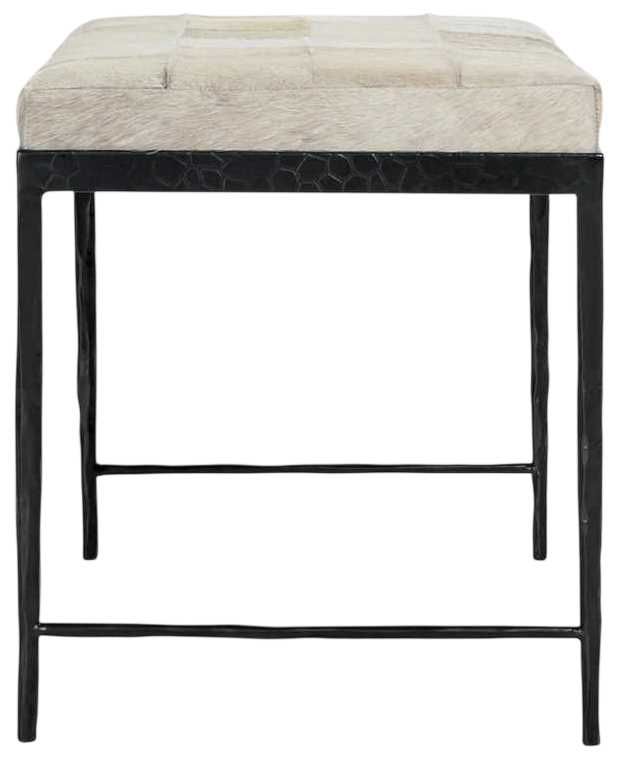 Classic Home Achen Black/Dusty Cream Hide 28" Bench -3