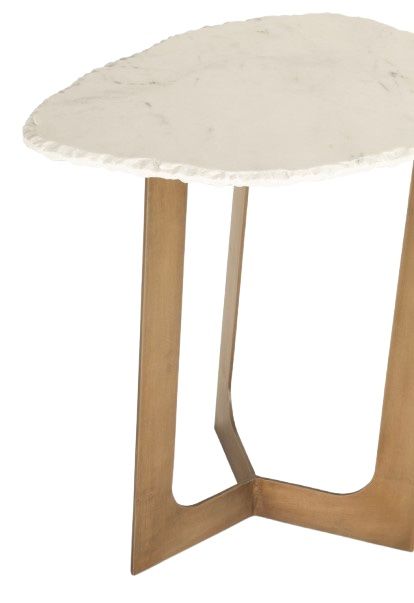 Home Trends & Design Reno Antique Brass/White Side Table -1