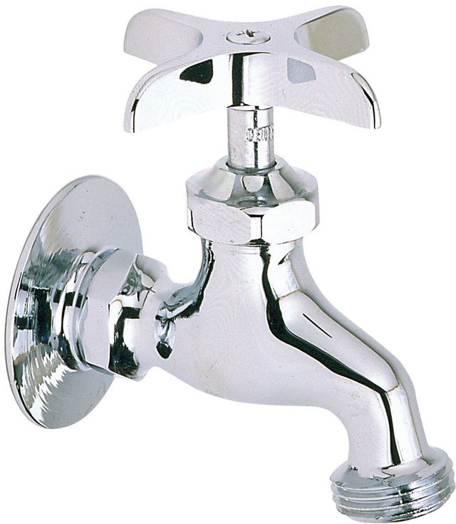 Elkay Chrome Commercial Service/Utility Single Hole Wall Mount Faucet with Hose End-0
