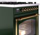 Ilve® Nostalgie II Noblesse 30" Emerald Green Pro Style Dual Fuel Range with Brass Trim-4