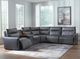 Benchcraft® ModZ 6-Piece Blue Power Reclining L-Shape Sectional with Audio Console-1