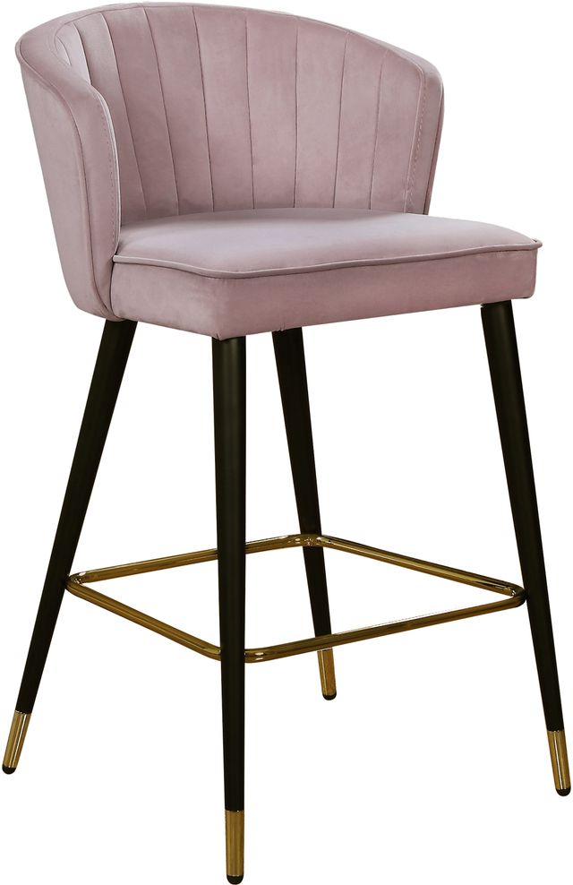 Meridian Furniture Cassie Pink Velvet Counter Stool-0