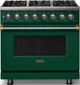 Viking® 5 Series 36" Ivy Pro Style Dual Fuel (LP) Range with Brushed Brass Trim-0