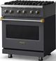 Viking® 5 Series 30" Cast Black Pro Style Dual Fuel (NG) Range with Brushed Brass Trim-3