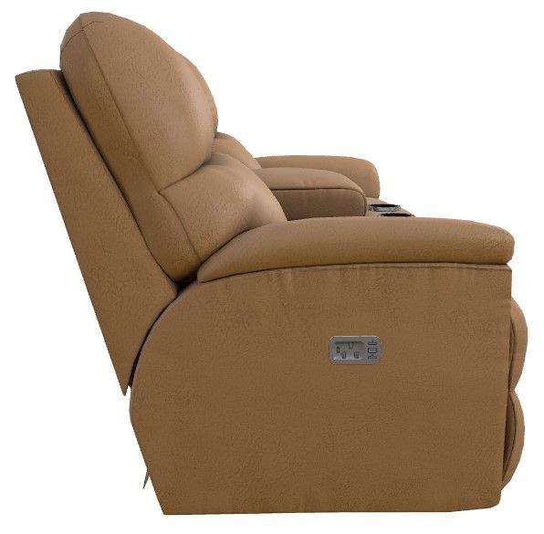 La-Z-Boy® Trouper Fawn Power Reclining Loveseat with Console and Headrest-2