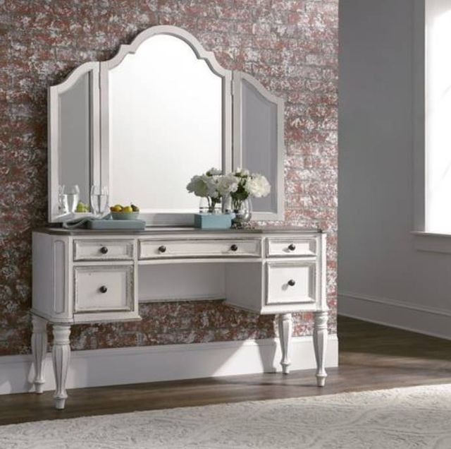Liberty Furniture Magnolia Manor Antique White/Weathered Bark Vanity Desk-1