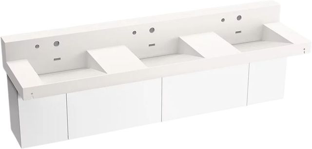 KOHLER® Constellation™ Designer White 90" Wall-Mount Basin Lavatory System with Backsplash and White Powder-Coated Shroud-0