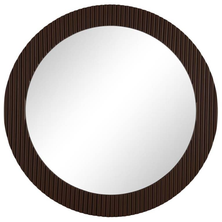 deko_chu⭐︎ Coaster® Dexter Brown Round Reeding Frame Wall Mirror | M
