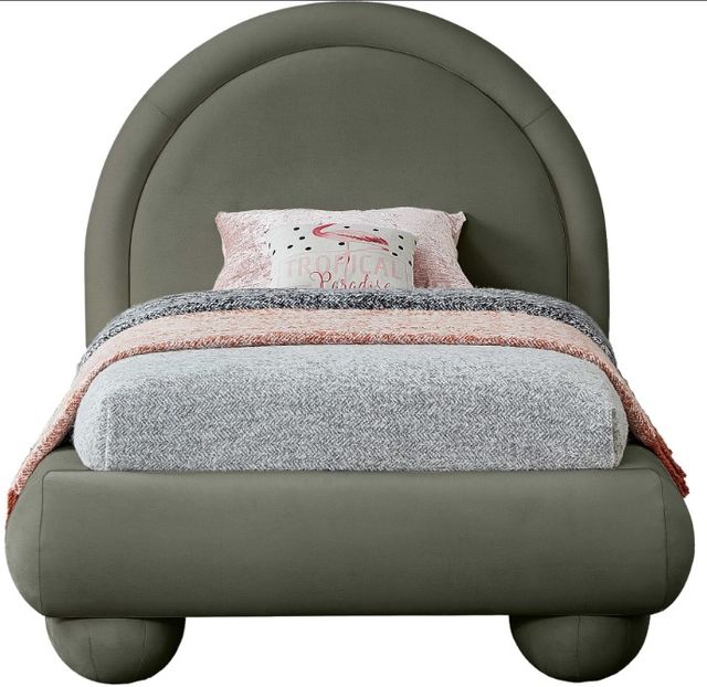 Meridian Furniture Madrid Green Velvet Twin Upholstered Panel Bed-1