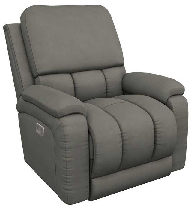 La-Z-Boy® Greyson Blue Grey Leather Power Rocking Recliner with Headrest and Lumbar