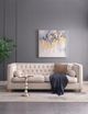 A & B Home Gold Round Side Table with White Pebbled Stand-3