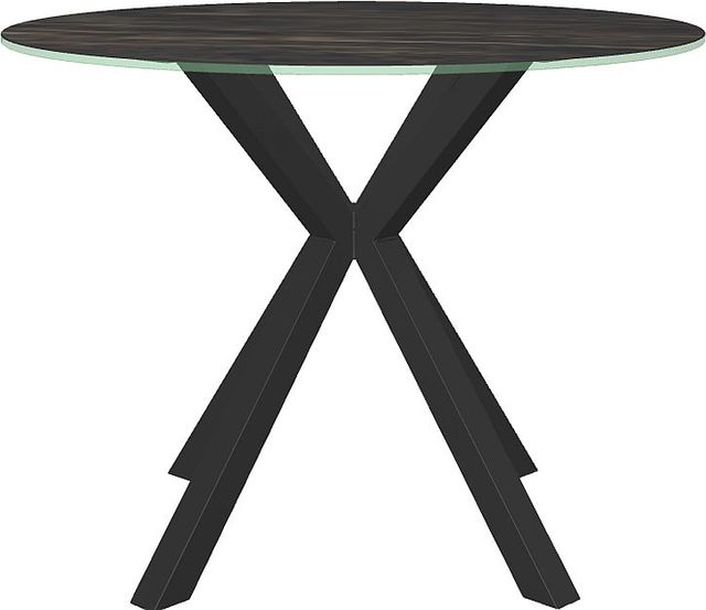 Amisco Customizable Asterisk Black Marble Round Dining Table Top with Metal Base-1