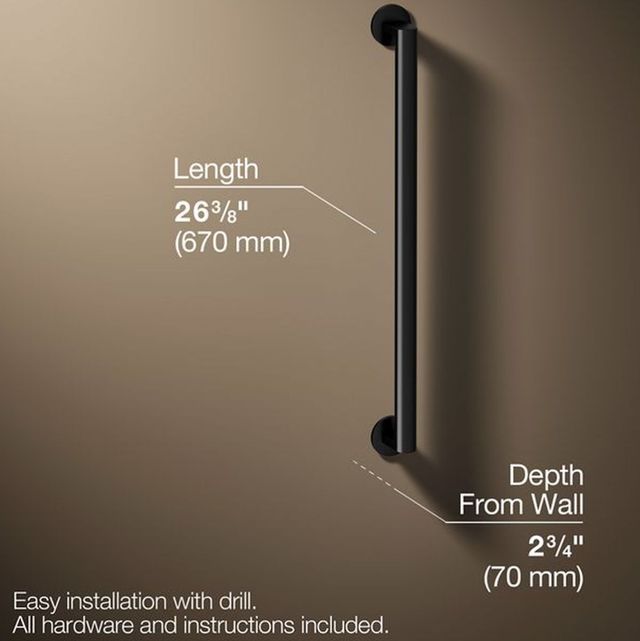 KOHLER® Components® Matte Black 24" Grab Bar-1