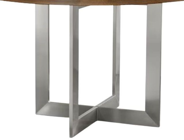Bassett® Furniture Customizable BenchMade Astor Oak 48" Round Dining Table with Stainless Steel Base Base-1