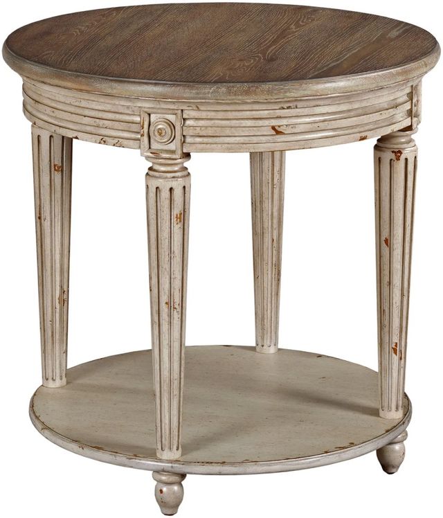 Hammary® Southbury Brown Round End Table with White Base-0
