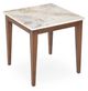 Michael Amini® Balboa White Marble End Table with Warm Walnut Legs-4
