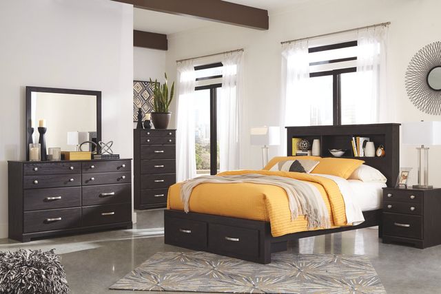 Signature Design by Ashley® Reylow Dark Brown Queen Storage Bookcase Bed-2