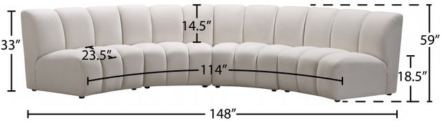 Meridian Furniture Infinity 4-Piece Cream Upholstered Modular Sectional-4