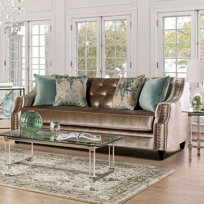 Furniture of America® Elicia Champagne Sofa Westside Furniture