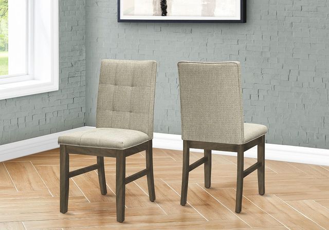 Monarch Specialties Inc. 2-Piece Brown/Grey Fabric Dining Chair Set-2