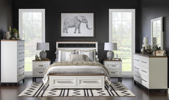 Legacy Kids Teen Dutton Toasted/White Full Youth Panel Bed with Accents and Storage -1