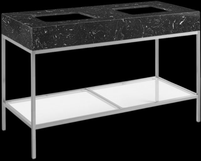 Meridian Furniture Marmo Black/Brushed Chrome 60" Bathroom Vanity-0