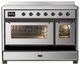 Ilve® Majestic III 48" Stainless Steel Pro Style Induction Range with Triple Glass Door and Burnished Trim-2