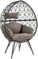 ACME Furniture Aeven Black/Light Gray Metal/Wicker Outdoor Patio Lounge Chair-0