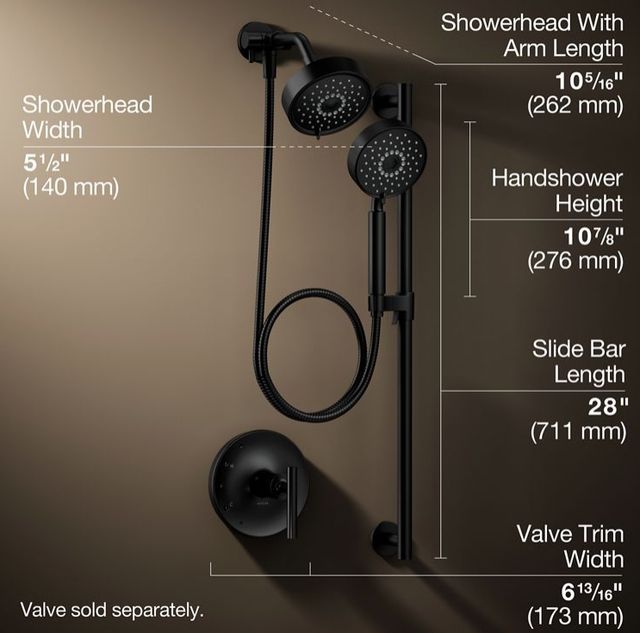 KOHLER® Purist® Matte Black 2.5 GPM Showering Kit-2