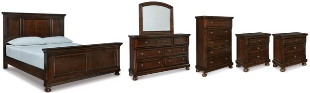 Millennium® by Ashley Porter 6-Piece Rustic Brown California King Panel Bed Set