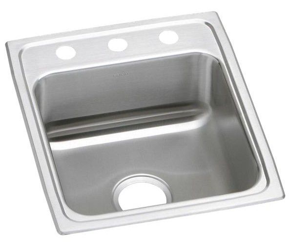 Elkay Lustertone® Lustrous Satin 17"3-Hole Single Bowl Drop-in ADA Sink-0