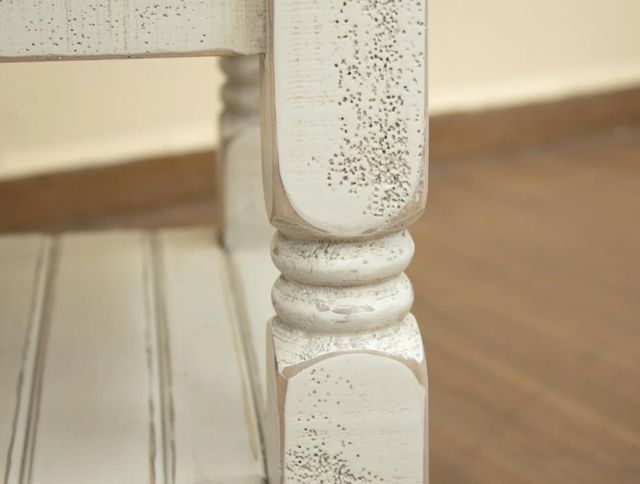 International Furniture Direct Stone Gray Top Chairside Table with Antiqued Ivory Base-3