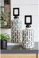 A & B Home Gray/White Wide Jar with Lid-5
