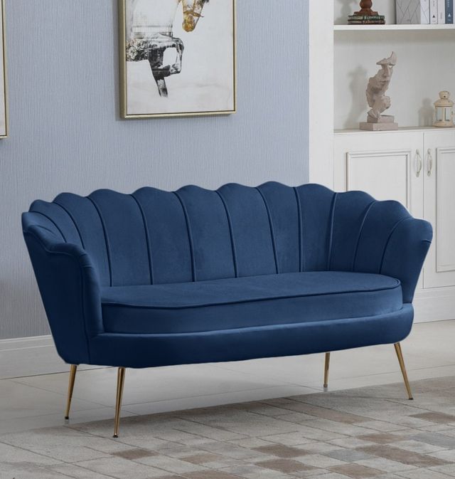 Meridian Furniture Gardenia Navy Velvet Loveseat-1