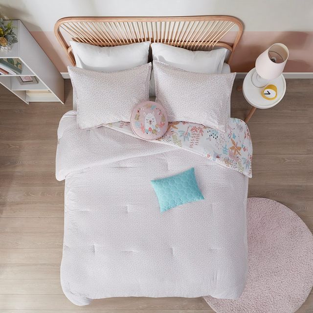 Olliix by Urban Habitat Kids Iris Blush Twin Woodland  Animals Cotton Reversible Comforter Set-1