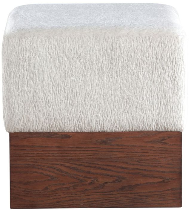 Meridian Furniture Havre Brown Walnut/Cream Upholstered Ottoman-1