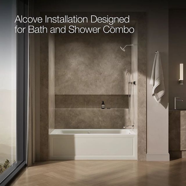 KOHLER® Archer® Biscuit 66" x 32" Alcove Heated BubbleMassage™ Air Bath and Whirlpool - Right Drain-3
