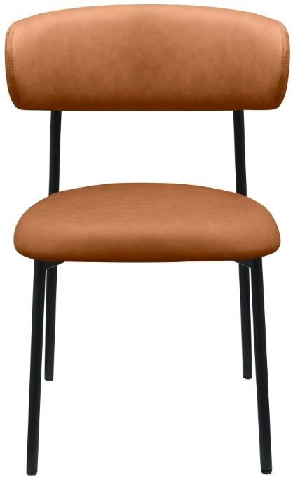 Meridian Furniture Lupita Cognac/Matte Black Vegan Leather Dining Chair-1