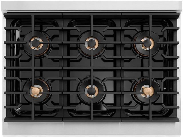 ZLINE Autograph Edition Paramount Series 36" Stainless Steel Pro Style Dual Fuel Range with White Matte Door and Champagne Bronze Accents-2