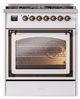 Ilve® Nostalgie II Noblesse 30" Custom RAL Color Pro Style Dual Fuel Range with Burnished Trim-1