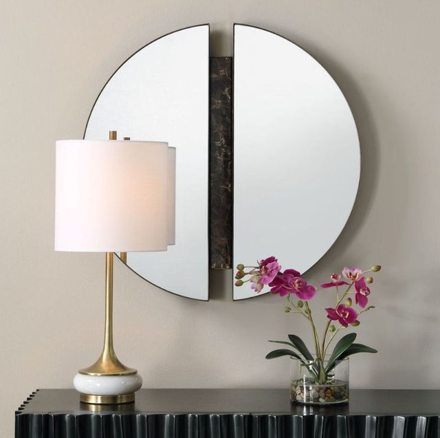 Uttermost® Hanover Dark Bronze Divided Round Mirror-1