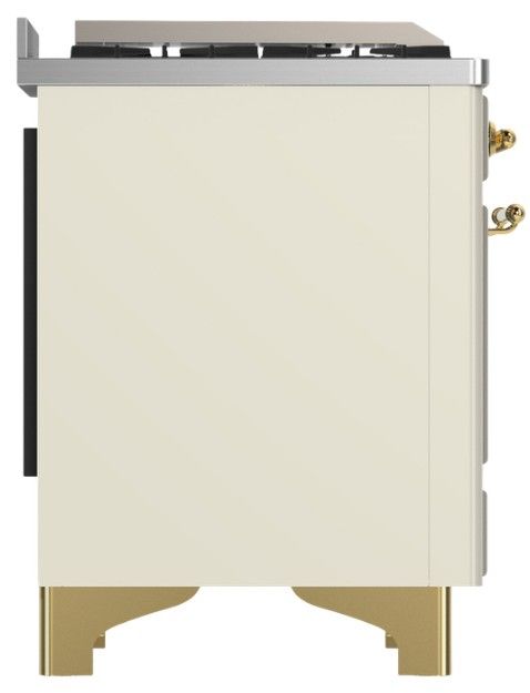 Ilve® Majestic III 40" Antique White Pro Style Dual Fuel Natural Gas Range with Solid Door and Brass Trim-3