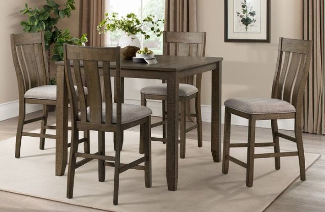 American Wholesale Furniture Everett 5-Piece Brown Counter Height Table Set-1