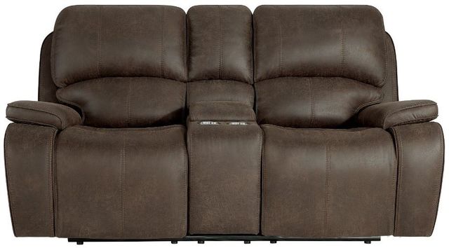 New Classic® Home Furnishings Brookings Brown Dual Power Reclinining Console Loveseat-2