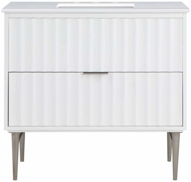 Meridian Furniture Modernist Chrome/White 36" Bathroom Vanity-2