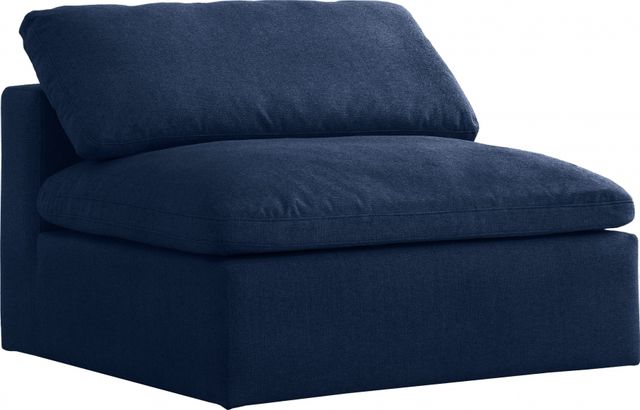 Meridian Furniture Serene Navy Linen Fabric Deluxe Cloud Armless Chair-0
