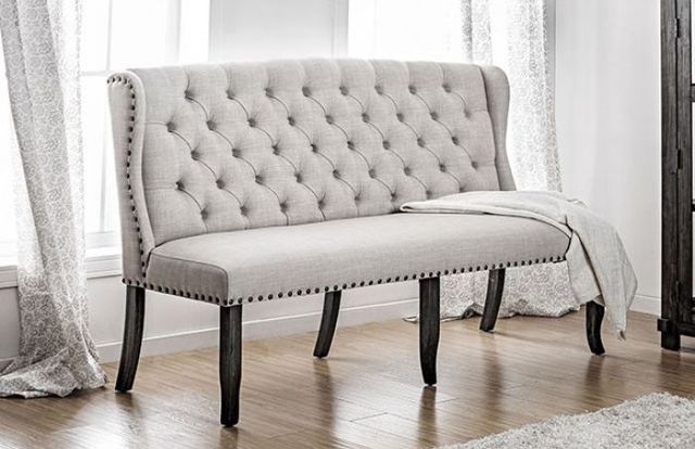 Furniture of America® Sania Antique Black/Beige Bench-1