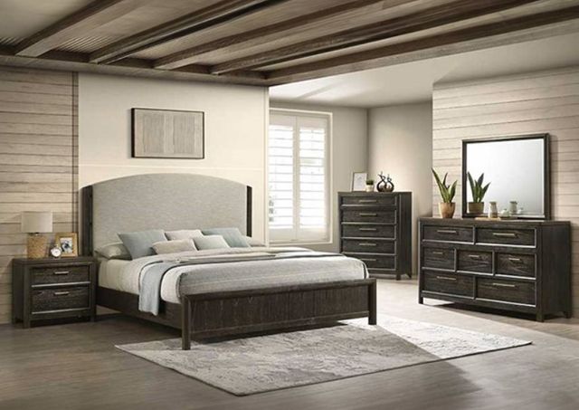 Crown Mark Ethel Beige/Brown Queen Upholstered Panel Bed-1